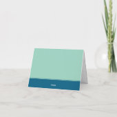 Simple Script Monogram Teal Navy Blue Note Cards サンキューカード (裏面)