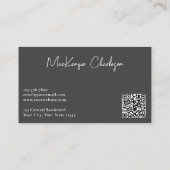 Simple Script Name and Text QR Code Slate Gray 名刺 (裏面)