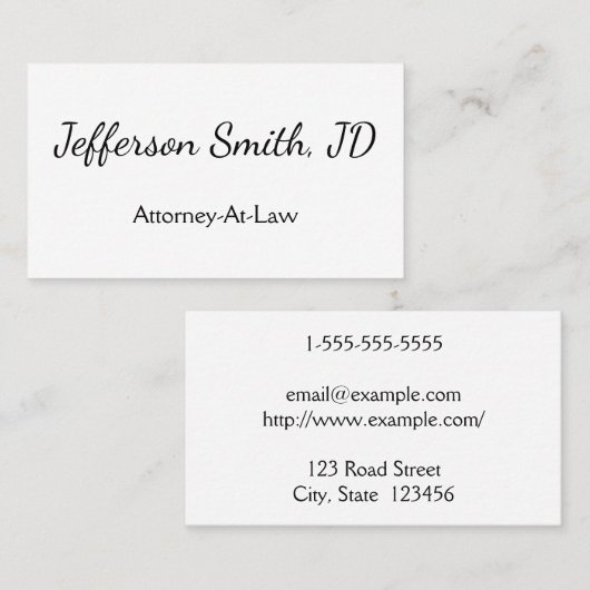 Simple, Script Name Attorney-At-Law Business Card 名刺 (正面/裏面)