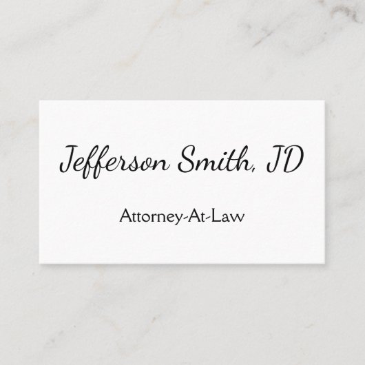 Simple, Script Name Attorney-At-Law Business Card 名刺 (正面)