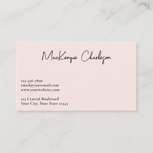 Simple Script Name Modern Blush Pink 名刺 (裏面)