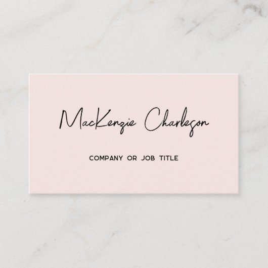Simple Script Name Modern Blush Pink 名刺 (正面)