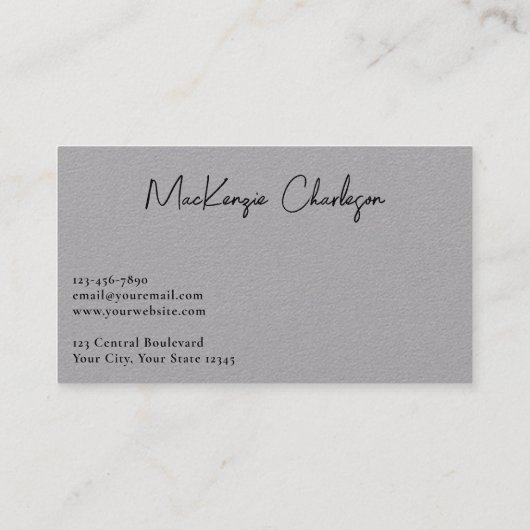 Simple Script Name Modern Professional Gray 名刺 (裏面)