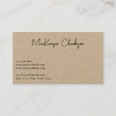Simple Script Name Modern Professional Kraft 名刺 (裏面)