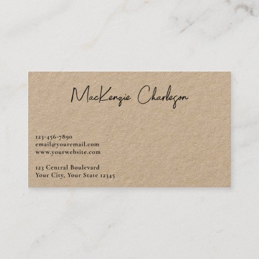 Simple Script Name Modern Professional Kraft 名刺 (裏面)
