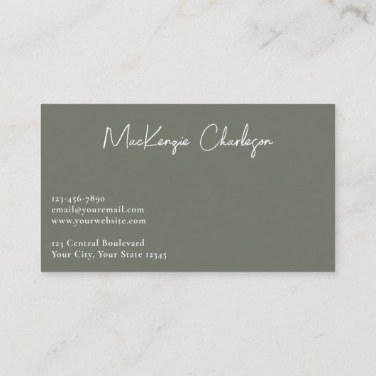 Simple Script Name Modern Sage Green 名刺 (裏面)