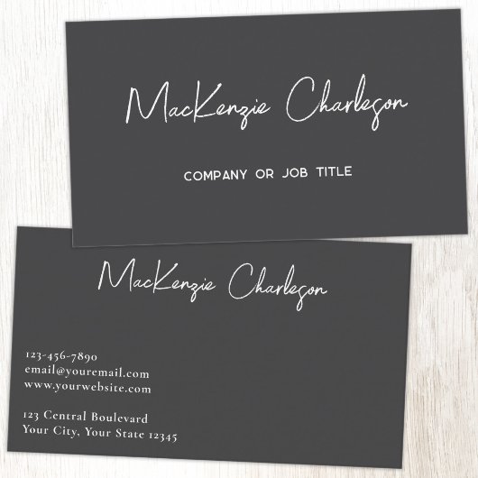 Simple Script Name Modern Slate Gray 名刺