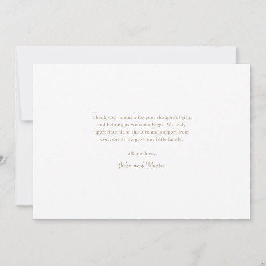 Simple Script Photo Collage Baby サンキューカード (裏面)