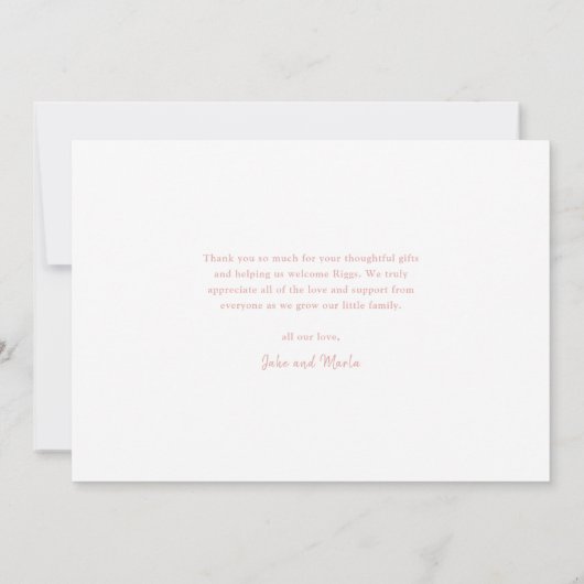 Simple Script Photo Collage Baby サンキューカード (裏面)