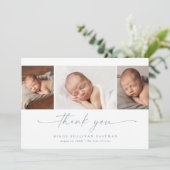 Simple Script Photo Collage Baby サンキューカード (スタンド正面)