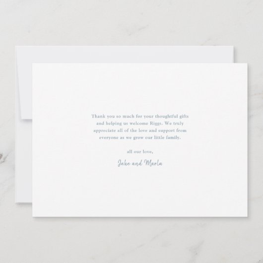 Simple Script Photo Collage Baby サンキューカード (裏面)