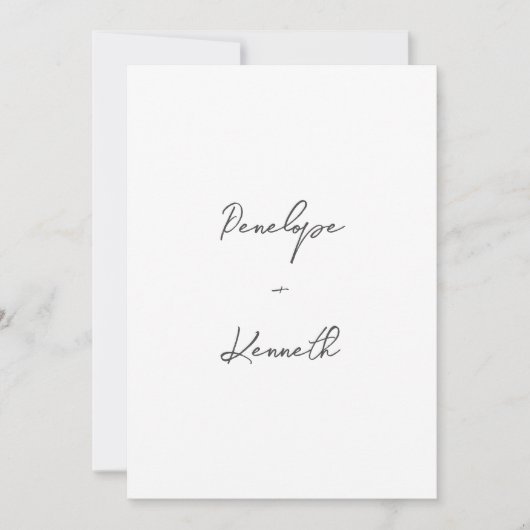 Simple Script Photo Wedding Minimalist Whimsical  招待状 (正面)