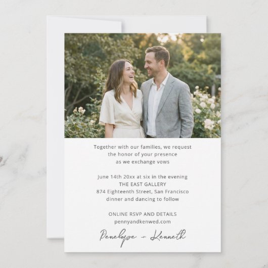 Simple Script Photo Wedding Minimalist Whimsical  招待状 (裏面)