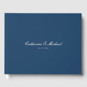 Simple Script Pretty Navy Blue Wedding Guest Book ゲストブック (正面)