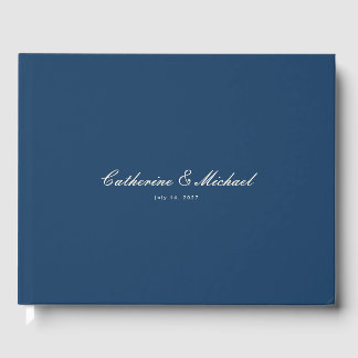 Simple Script Pretty Navy Blue Wedding Guest Book ゲストブック