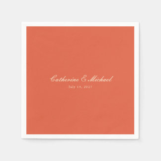 Simple Script Sunset Orange Wedding スタンダードカクテルナプキン
