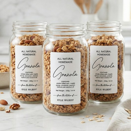 Simple Script Vertical Homemade Granola Label ラベル
