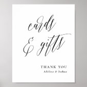 Simple Script  Wedding Tabletop Cards & Gifts Sign ポスター (正面)