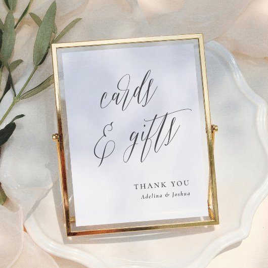 Simple Script  Wedding Tabletop Cards & Gifts Sign ポスター