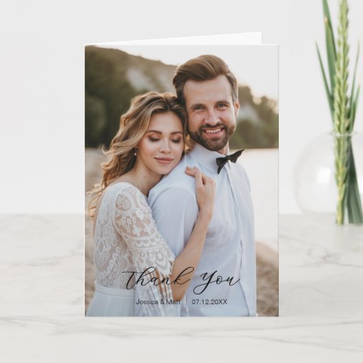 Simple Scripty Photo Thank You Card カード (正面)