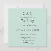 Simple Seafoam Monogram Square Wedding 招待状 (正面)