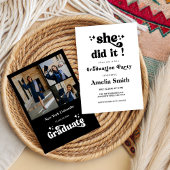 SImple She Did It  Graduation Party Three photo  招待状