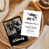 SImple She Did It  Graduation Party Three photo  招待状