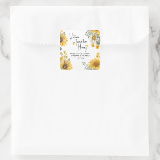 Simple She’s Found Her Honey Bee Bridal Shower スクエアシール (バッグ)