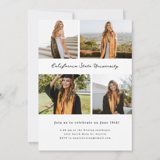  Simple Signed Photo Graduation Invitation Card  招待状 (裏面)