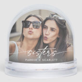 Simple Sisters 2 Photo Modern Script Snow Globes (正面)