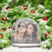 Simple Sisters 2 Photo Modern Script Snow Globes (クリスマス)