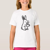 Simple Sitting Bunny Coffee Art Tシャツ (正面)