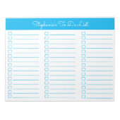 Simple Sky Blue 8.5x11 Three Column Checklist ノートパッド (正面)