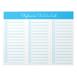 Simple Sky Blue 8.5x11 Three Column Checklist ノートパッド