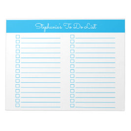 Simple Sky Blue 8.5x11 Two Column Checklist ノートパッド