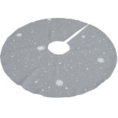 Simple Snow Flakes on GREY ブラッシュドポリエステルツリースカート (アングル)