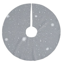 Simple Snow Flakes on GREY ブラッシュドポリエステルツリースカート