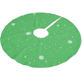 Simple Snow Flakes on LIGHT GREEN ブラッシュドポリエステルツリースカート (アングル)