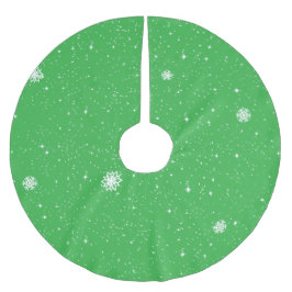Simple Snow Flakes on LIGHT GREEN ブラッシュドポリエステルツリースカート