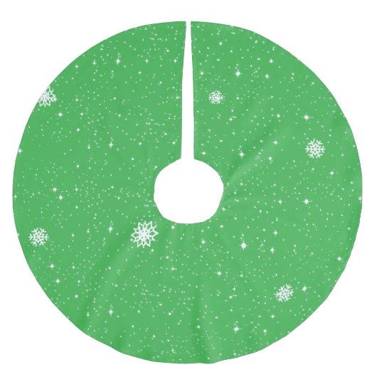 Simple Snow Flakes on LIGHT GREEN ブラッシュドポリエステルツリースカート (正面)