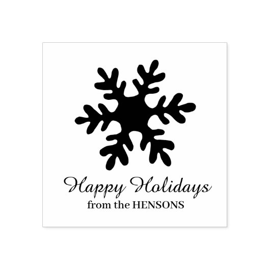 Simple Snowflake Family Name Script Holiday ラバースタンプ (インプリント)