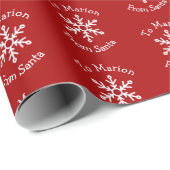 Simple Snowflake on Deep Red ラッピングペーパー (ロールコーナー)