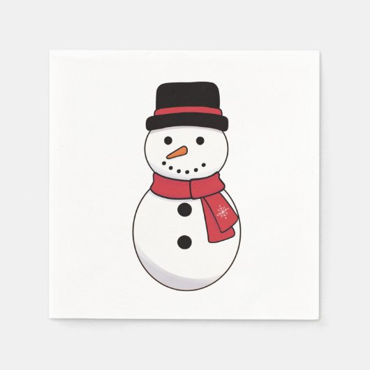 Simple Snowman Christmas Holiday Napkins スタンダードカクテルナプキン (正面)