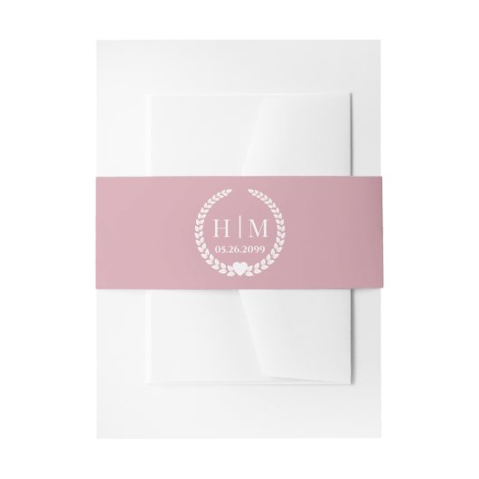 Simple Soft Antique Rose Monogram Invitation  招待状ベリーバンド (正面例)