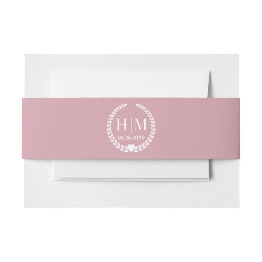 Simple Soft Antique Rose Monogram Invitation 招待状ベリーバンド (正面例)