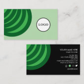 Simple Soft Green Black Stylish Business Card 名刺 (正面/裏面)