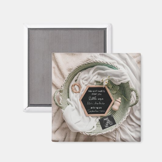Simple soft Neutral Pregnancy Announcement gift マグネット (正面/裏面)