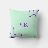 Simple solid color add name text monogram  クッション (裏面)