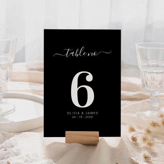 Simple Solid Color Black Wedding Table Number テーブルナンバー