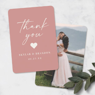 Simple Solid Color Dusty Rose Pink Wedding サンキューカード